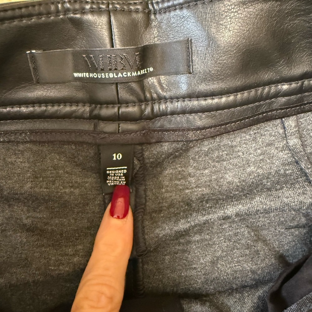White House Black Market WHBM Women’s Black Faux Leather Jolie Pants Size 10 EUC - Picture 3 of 4